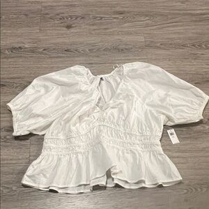 Old Navy White Peplum Blouse